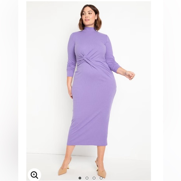 Eloquii Dresses & Skirts - Eloquii Twist Detail Ribbed Mockneck Midi Dress in Purple Size 18/20